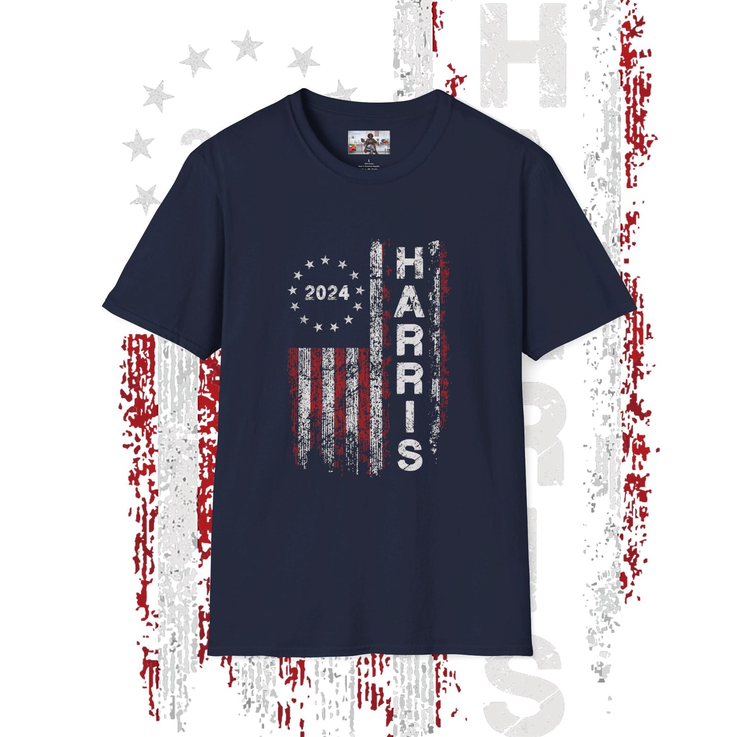 Harris Vintage American Flag Unisex T-Shirt - HARRIS 2024