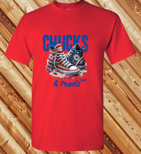 2024 Blue Chucks and Pearls T-shirt