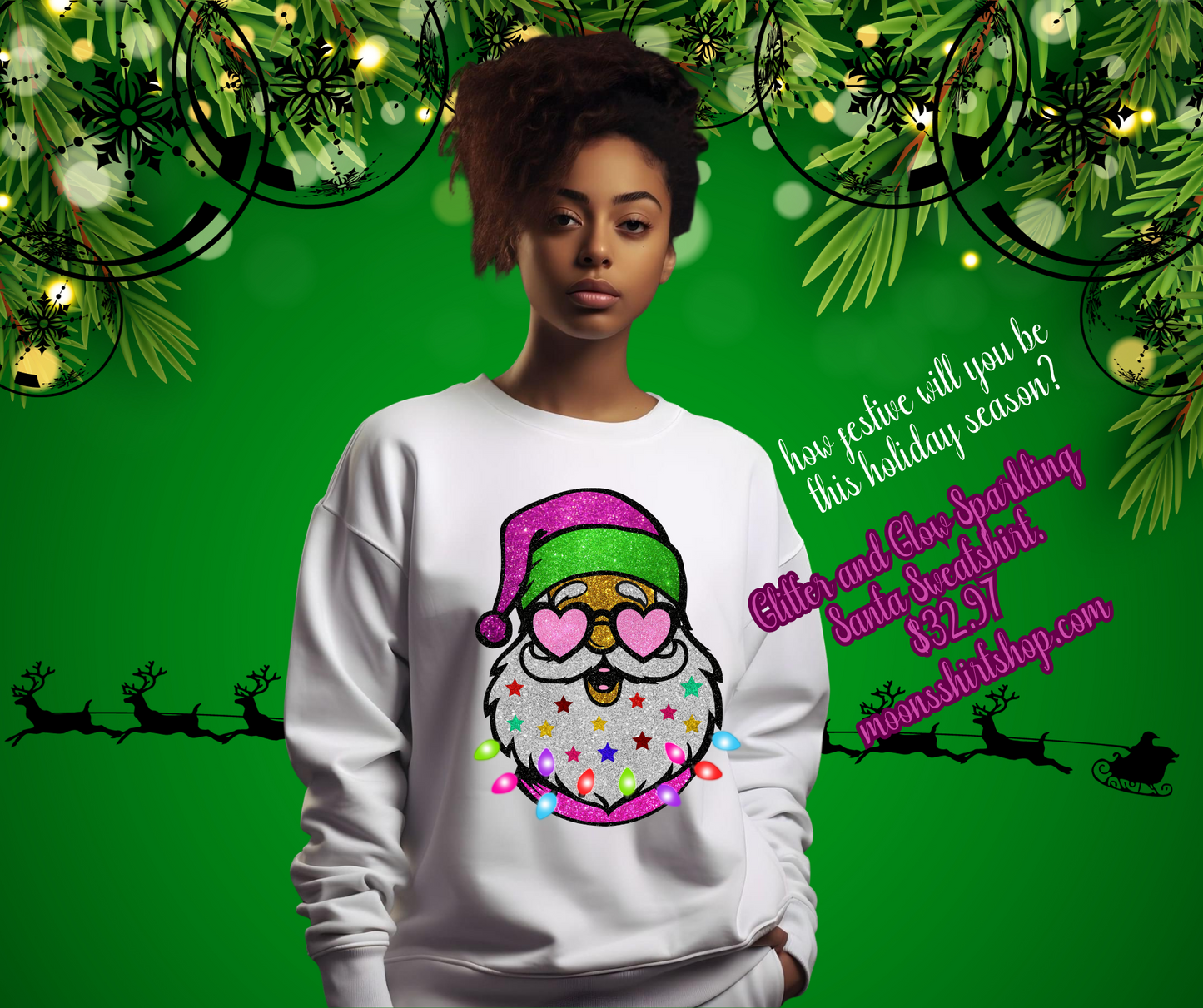 Glitter and Glow Sparkling Santa Sweatshirt