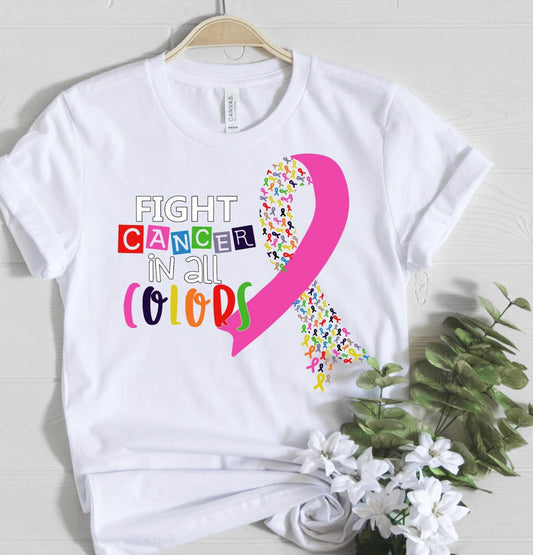 Fight Cancer In All Colors Ribbon Tee for Women